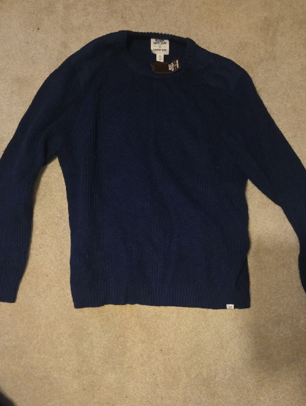Lands' End Men's Dark Navy Crewneck Sweater